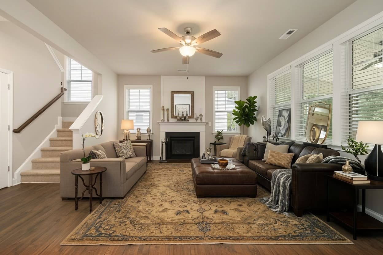 Virtually staged living room