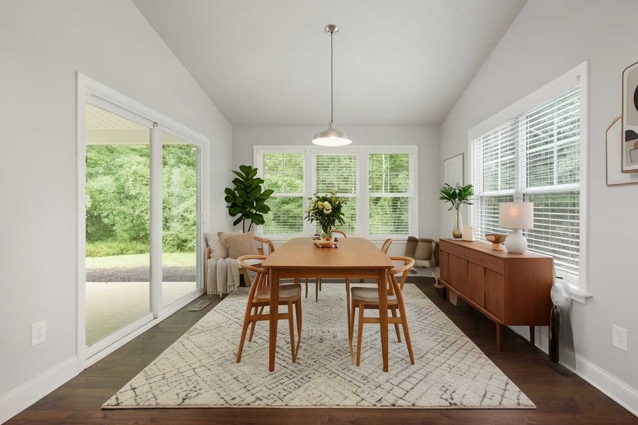 Dining room staged in a Scandinavian style